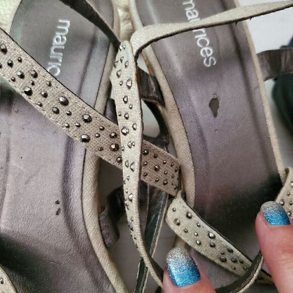 Maurices Linen Bling Wedge Sandals. Cork Size 11 - Picture 12 of 13